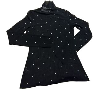 NWT H&M Elegant Black Sheer Shirt With Rhinestone Top Blouse Medium